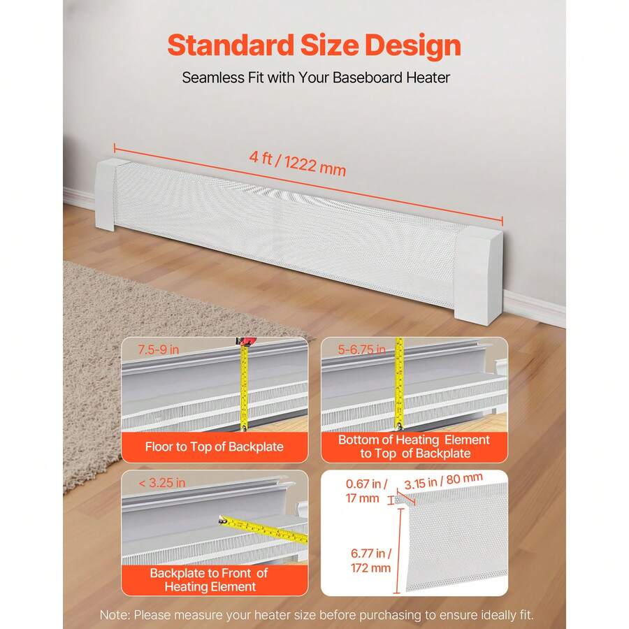 White Steel Baseboard Cover — Front Panel