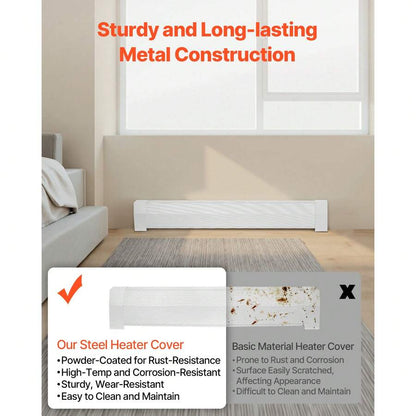 White Steel Baseboard Cover — Front Panel