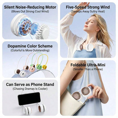 Neck-Worn Personal Fan — Adjustable Speed