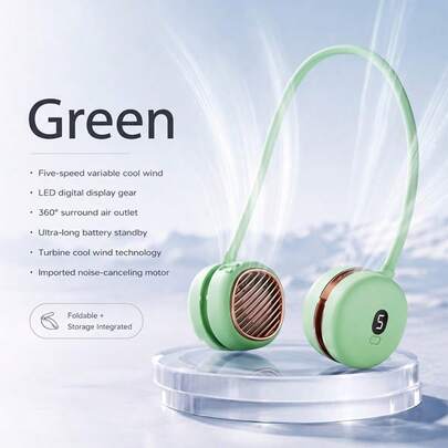 Neck-Worn Personal Fan — Adjustable Speed